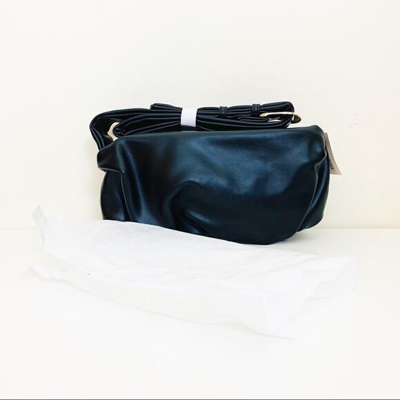 Vegan Leather Upside Down Shoulder Bag, Black - Picture 16 of 16